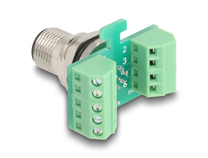 Delock M12 Transfer Module Adapter 8 pin A-coded male to 9 pin terminal block for installation - delock.israel