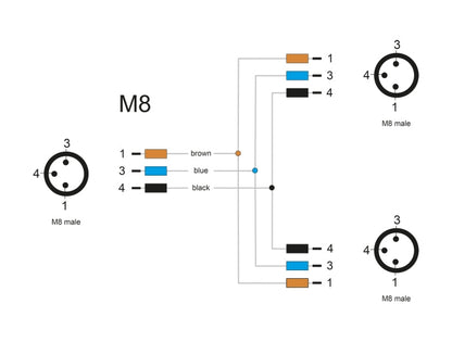 מפצל M8 T-Splitter IP67 תקע A-coded 3pin ל- 2 תקעים 3pin - delock.israel