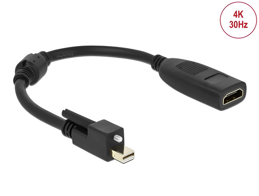 מתאם תצוגה אקטיבי מיני DisplayPort 1.2 עם בורג נעילה לחיבור מסך HDMI 4K - delock.israel