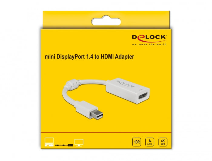 מתאם תצוגה מיני DisplayPort 1.4 אקטיבי לחיבור מסך HDMI 4K תומך HDR - delock.israel