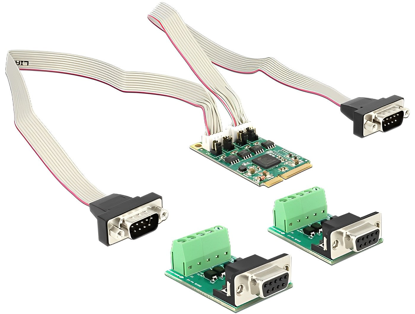 כרטיס Mini PCIe Serial RS-422 / 485 עם 2 יציאות DB9 with 600 W Surge צ'יפ Exar - delock.israel