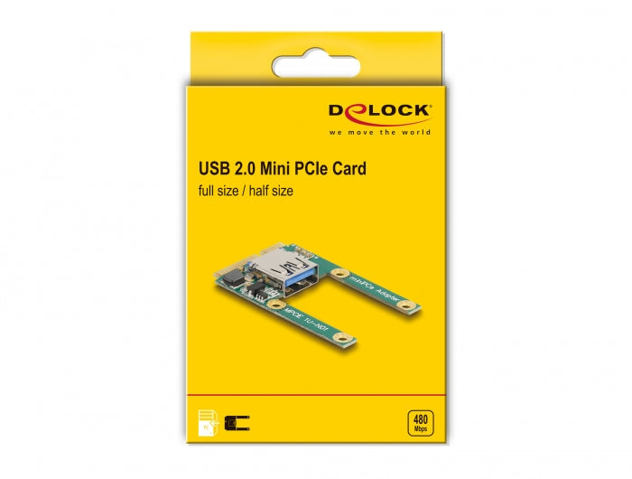כרטיס Mini PCIe I/O 1 full size / half size USB 2.0 עם יציאת USB-A - delock.israel
