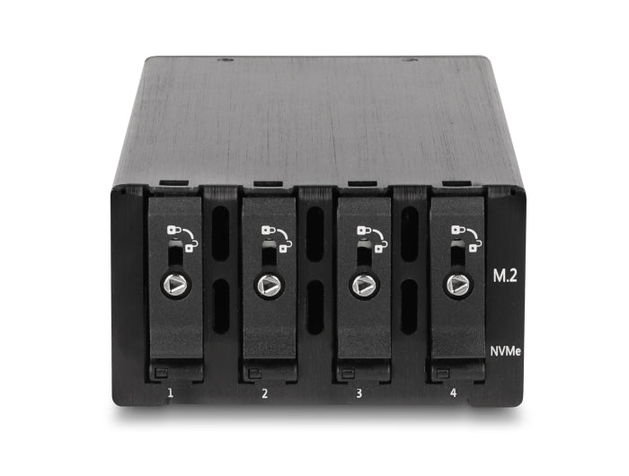 Delock Slim Bay Mobile Rack for 4 x M.2 NVMe SSD with Slim SAS SFF-8654 connector - delock.israel