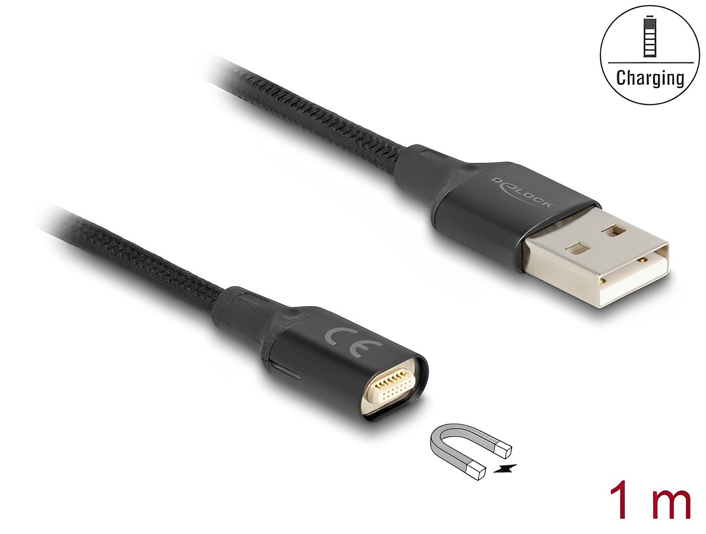 Delock Magnetic USB Charging Cable black 1 m - delock.israel