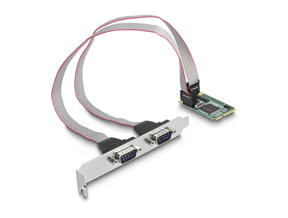 כרטיס Mini PCIe Serial RS-232 עם 2 יציאות DB9 צ'יפ Moschip MCS9901 - delock.israel