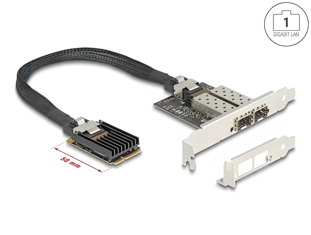 כרטיס ה-Mini PCIe מבית Delock גרמניה מציע שני חריצי SFP עם קצב העברת נתונים של עד 1Gbps