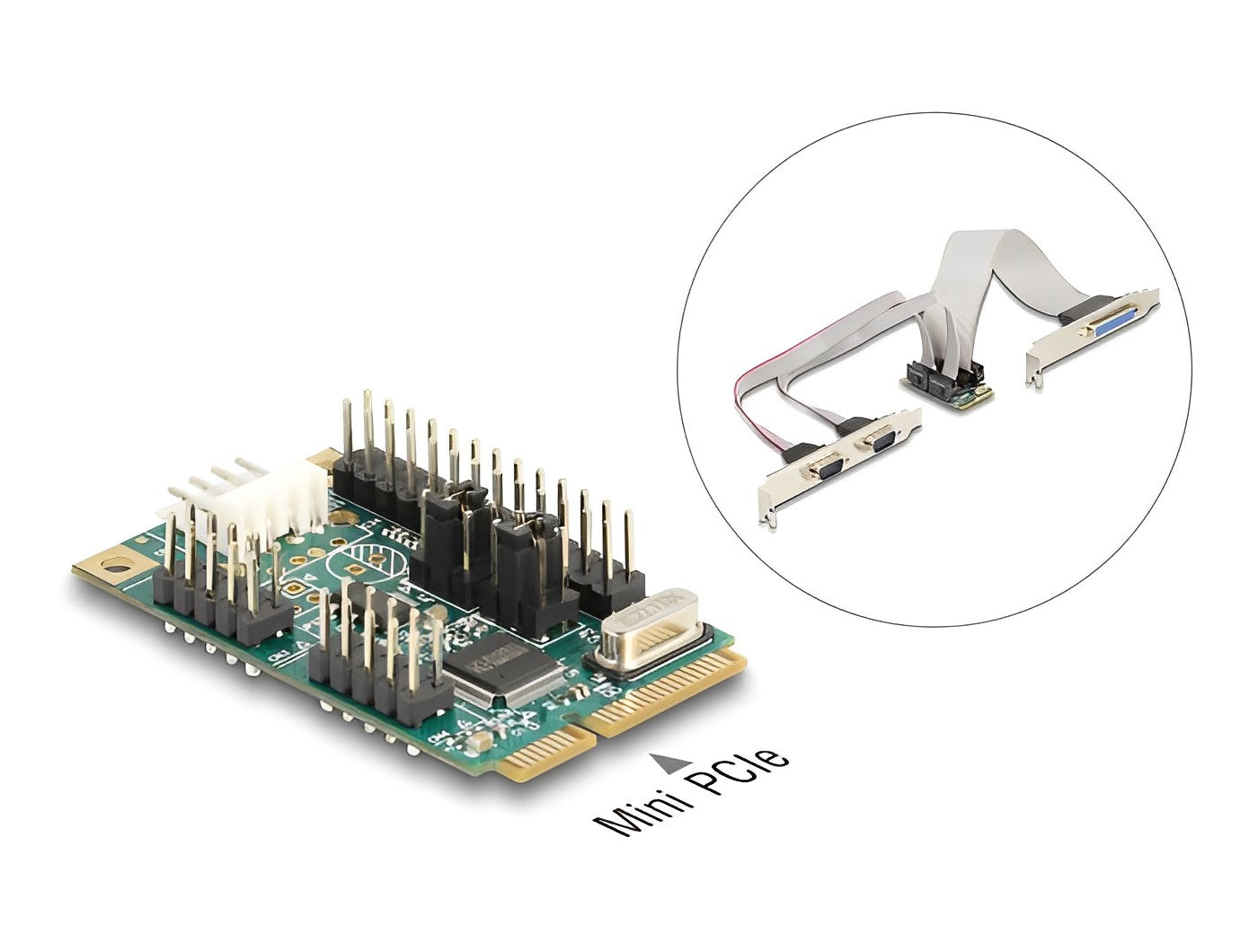 Delock Mini PCIe I/O PCIe full size 1 x Parallel, 2 x Serial RS-232 with voltage supply 5 V / 12 V - delock.israel