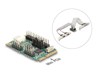 Delock Mini PCIe I/O PCIe full size 1 x Parallel, 2 x Serial RS-232 with voltage supply 5 V / 12 V - delock.israel