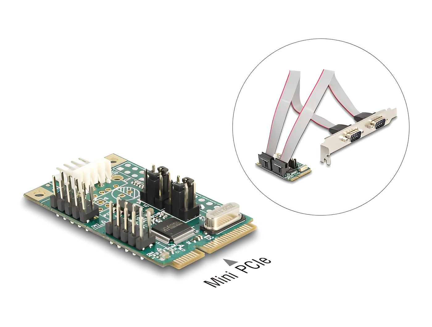 Delock Mini PCIe I/O PCIe full size 2 x Serial RS-232 with voltage supply 5 V / 12 V - delock.israel