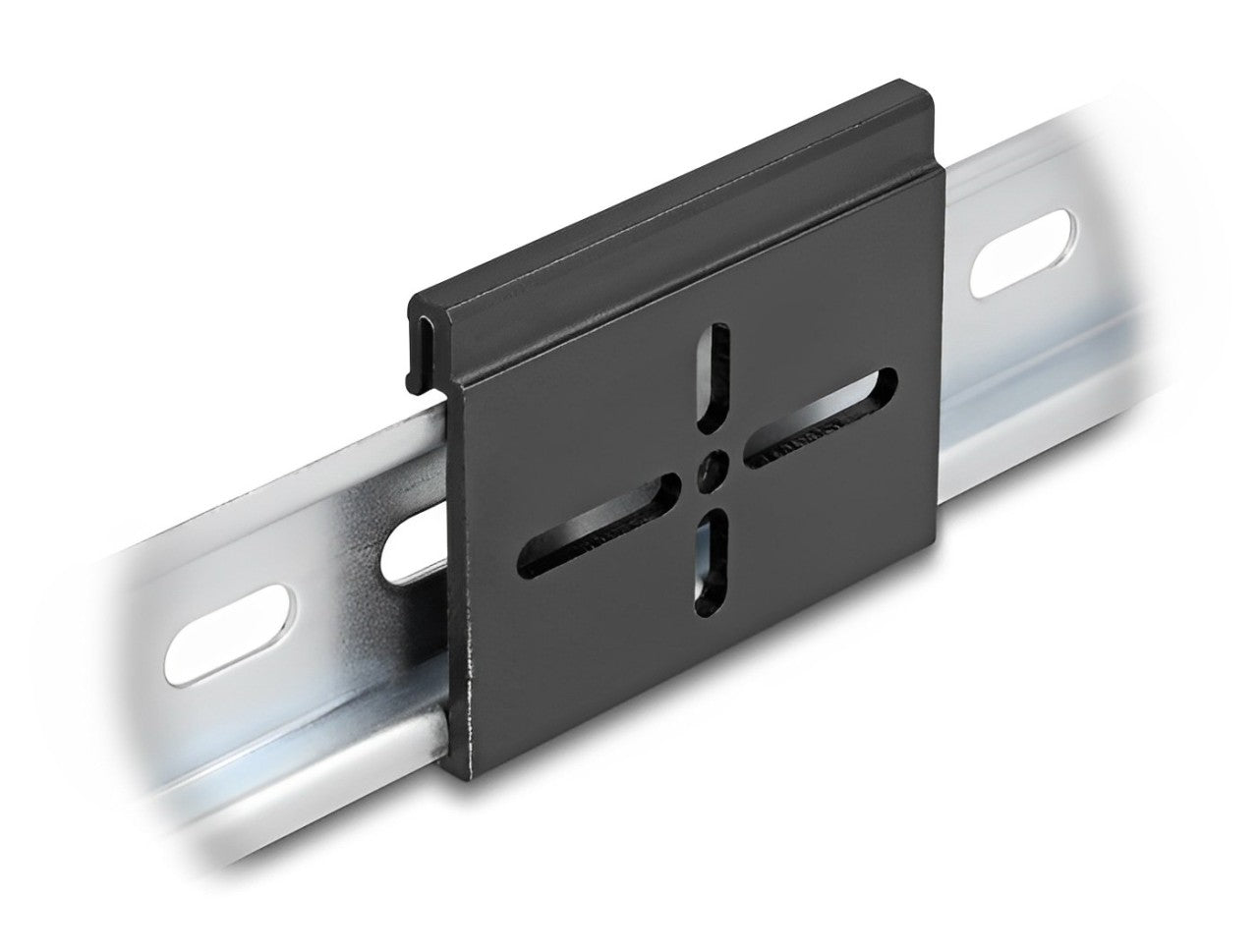 Delock Aluminium Mounting Clip for DIN Rail 60.0 x 47.8 mm black - delock.israel