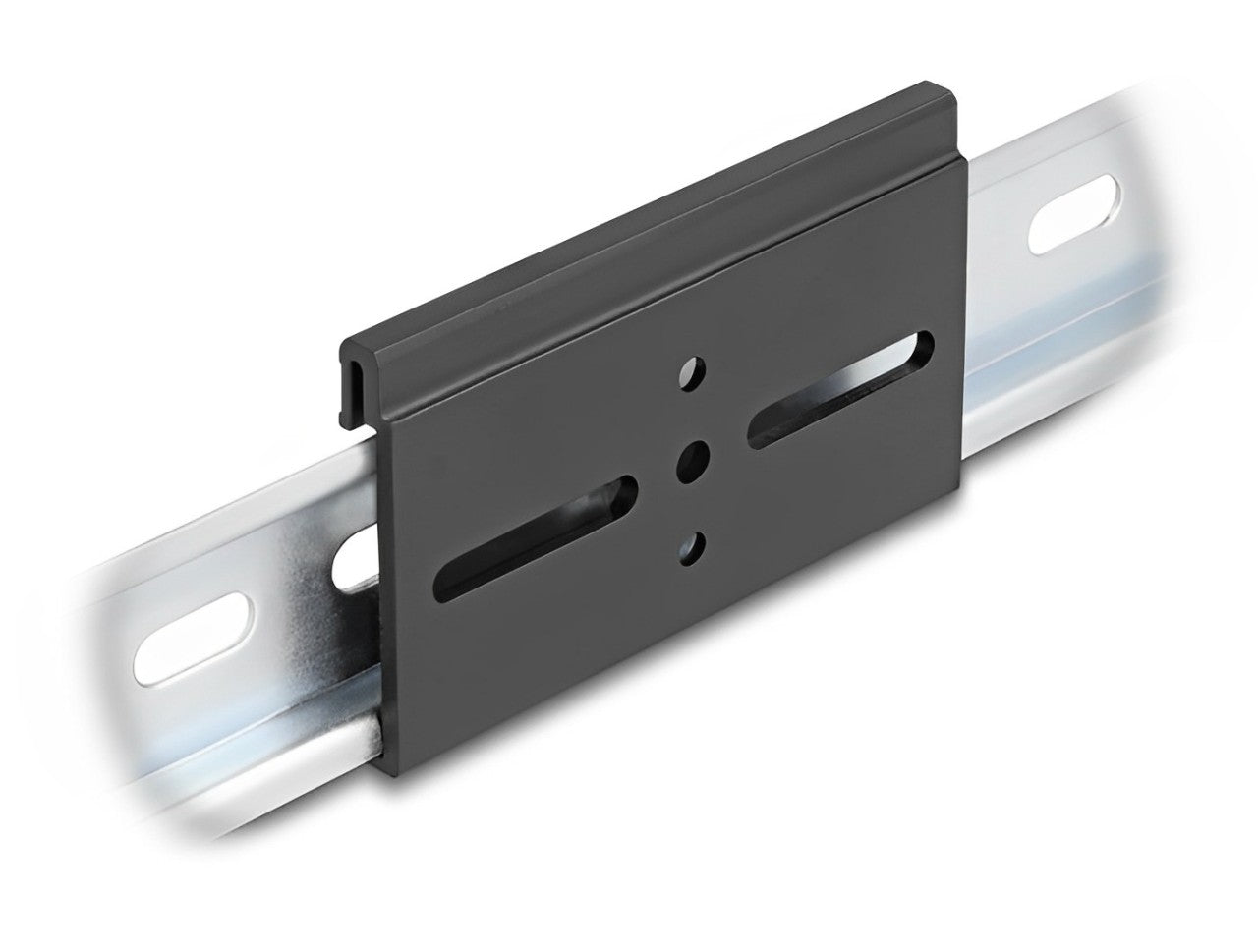 Delock Aluminium Mounting Clip for DIN Rail 80.0 x 47.8 mm black - delock.israel