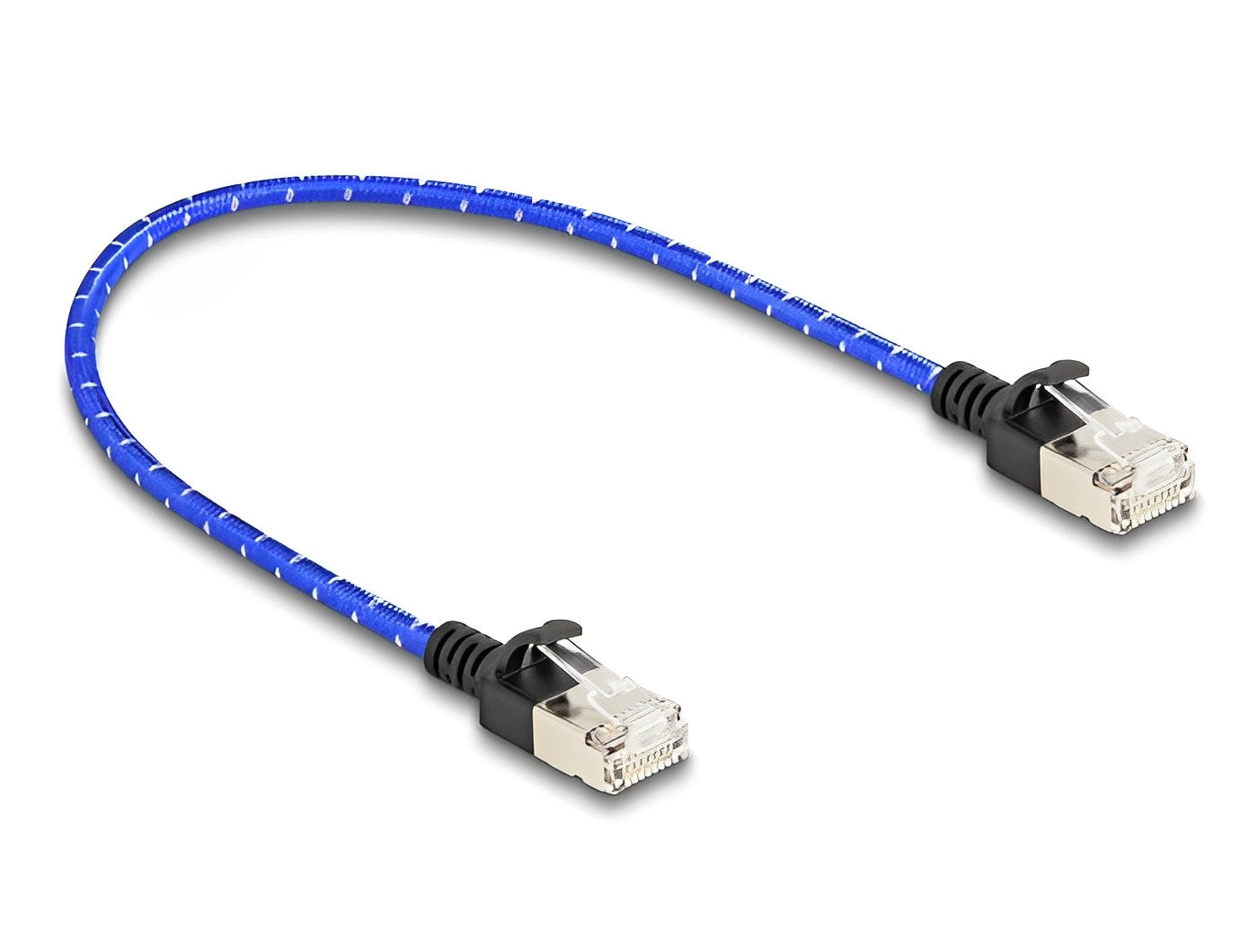 כבל רשת מסוכך RJ45 Cat.6A U/FTP Slim ז/ז עם ציפוי בד להגנה צבע כחול - delock.israel