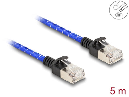 כבל רשת מסוכך RJ45 Cat.6A U/FTP Slim ז/ז עם ציפוי בד להגנה צבע כחול - delock.israel