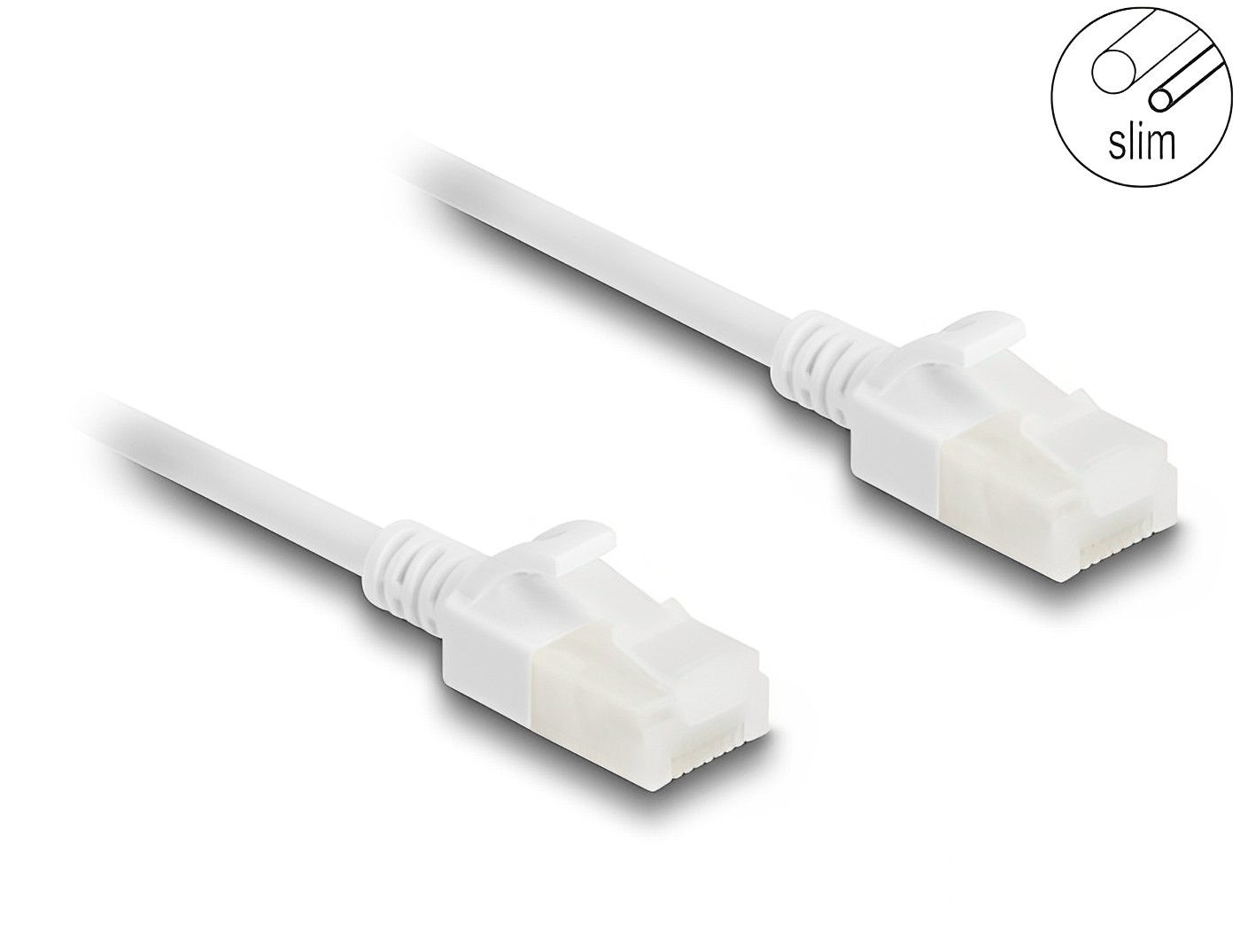 כבל רשת תעשייתי RJ45 Cat.6A U/UTP Slim ז/ז עם תקעים חזקים צבע לבן - delock.israel