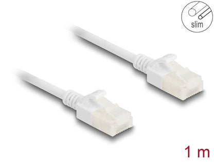 כבל רשת תעשייתי RJ45 Cat.6A U/UTP Slim ז/ז עם תקעים חזקים צבע לבן - delock.israel