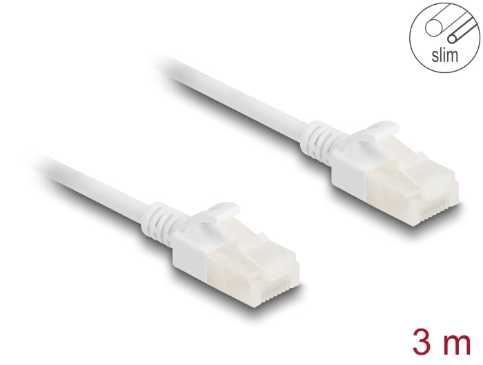 כבל רשת תעשייתי RJ45 Cat.6A U/UTP Slim ז/ז עם תקעים חזקים צבע לבן - delock.israel