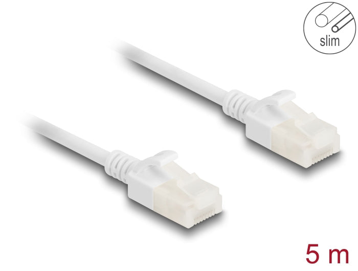 כבל רשת תעשייתי RJ45 Cat.6A U/UTP Slim ז/ז עם תקעים חזקים צבע לבן - delock.israel