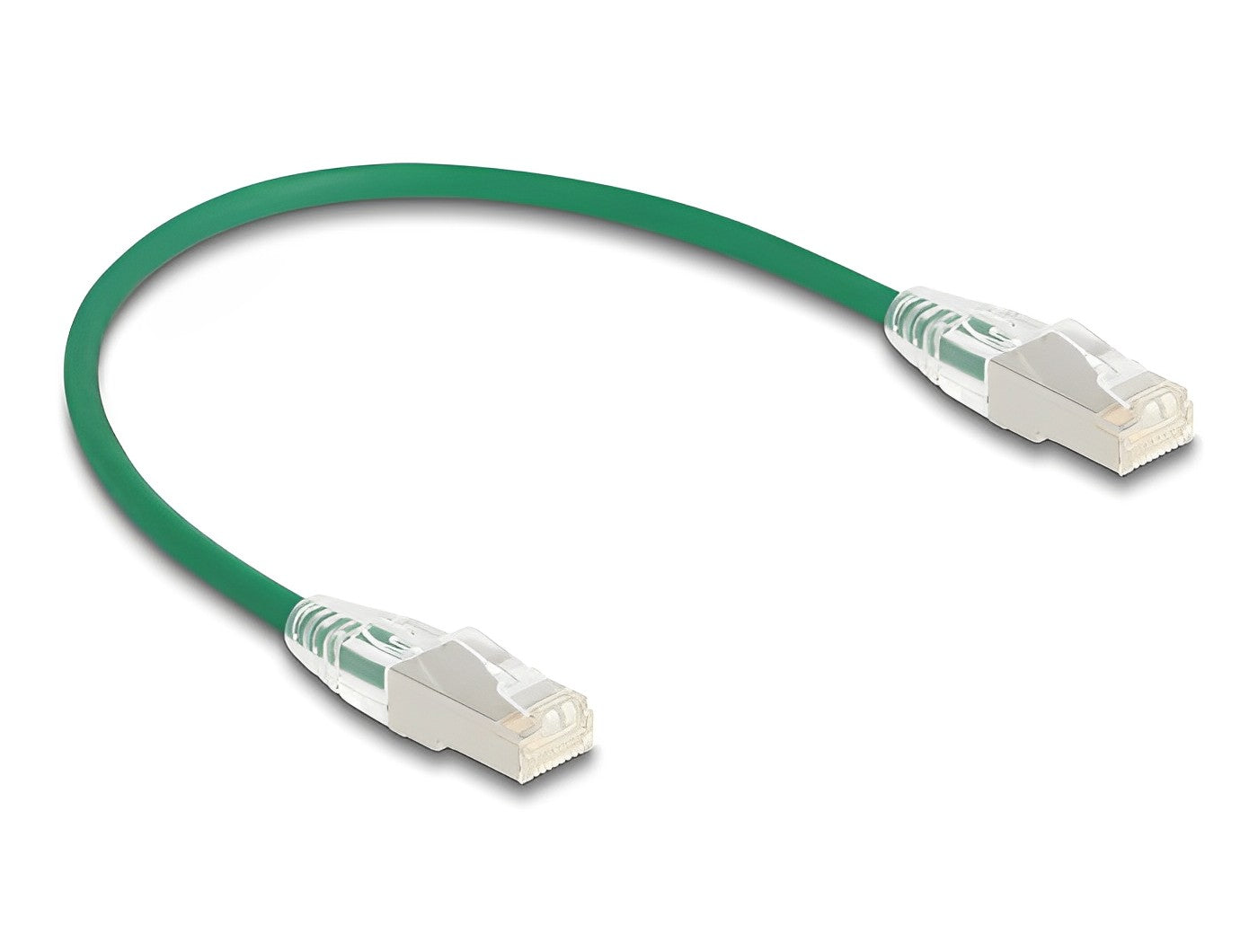 כבל רשת מסוכך RJ45 Cat.6A U/FTP Slim ז/ז עם התפס נעילה מעוקל צבע ירוק - delock.israel