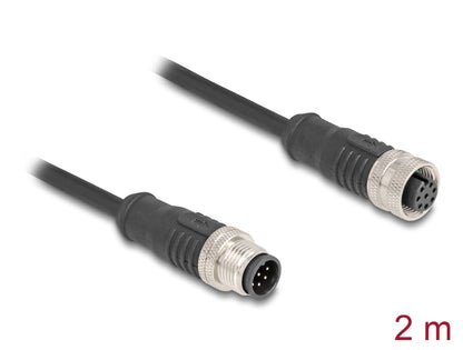 Delock M12 Cable A-coded 8 pin male to female PVC 2 m - delock.israel