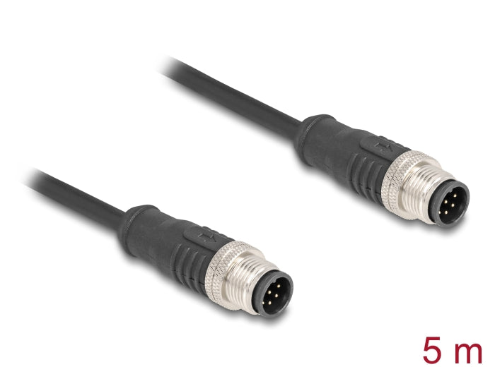 Delock M12 Cable A-coded 8 pin male to male PVC 5 m - delock.israel