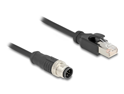 Delock M12 Cable A-coded 8 pin male to RJ45 male PVC - delock.israel