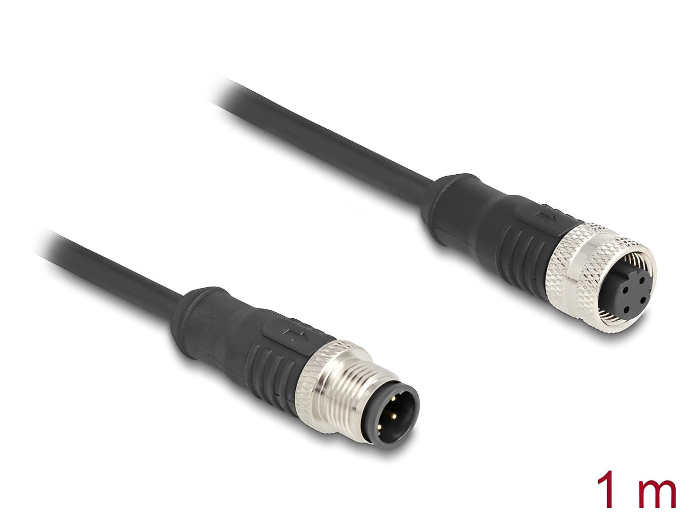 Delock M12 Cable D-coded 4 pin male to female PVC 1 m - delock.israel
