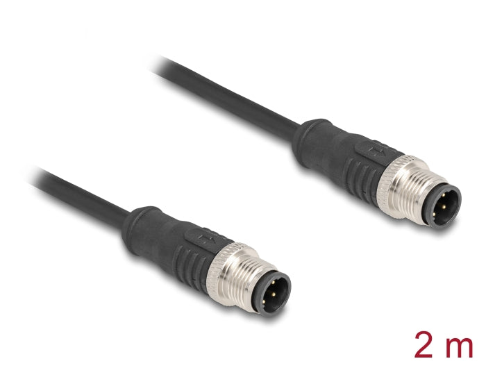 Delock M12 Cable D-coded 4 pin male to male PVC 2 m - delock.israel
