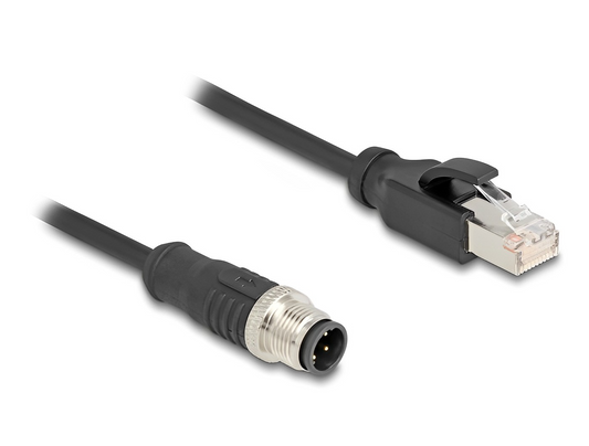 Delock M12 Cable D-coded 4 pin male to RJ45 male PVC - delock.israel