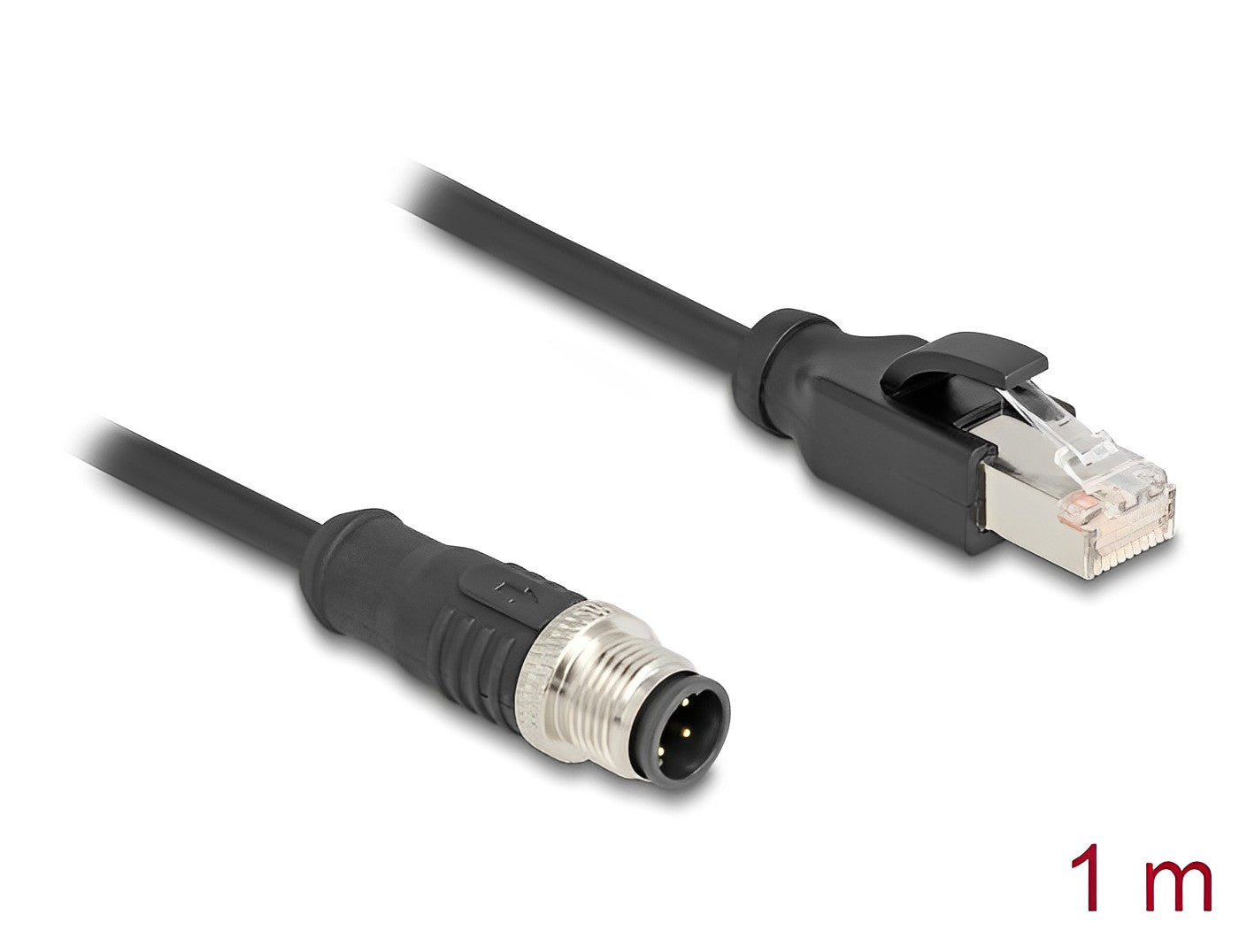 Delock M12 Cable D-coded 4 pin male to RJ45 male PVC 1 m - delock.israel