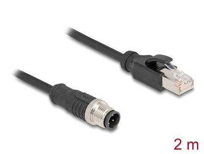 Delock M12 Cable D-coded 4 pin male to RJ45 male PVC 2 m - delock.israel