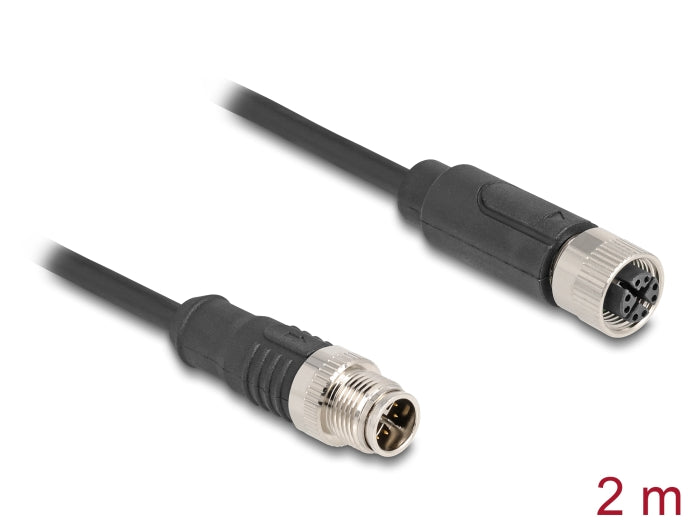 Delock M12 Cable X-coded 8 pin male to female PVC 2 m - delock.israel