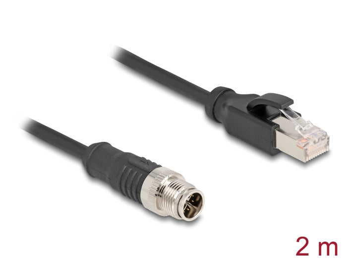 Delock M12 Cable X-coded 8 pin male to RJ45 male PVC 2 m - delock.israel