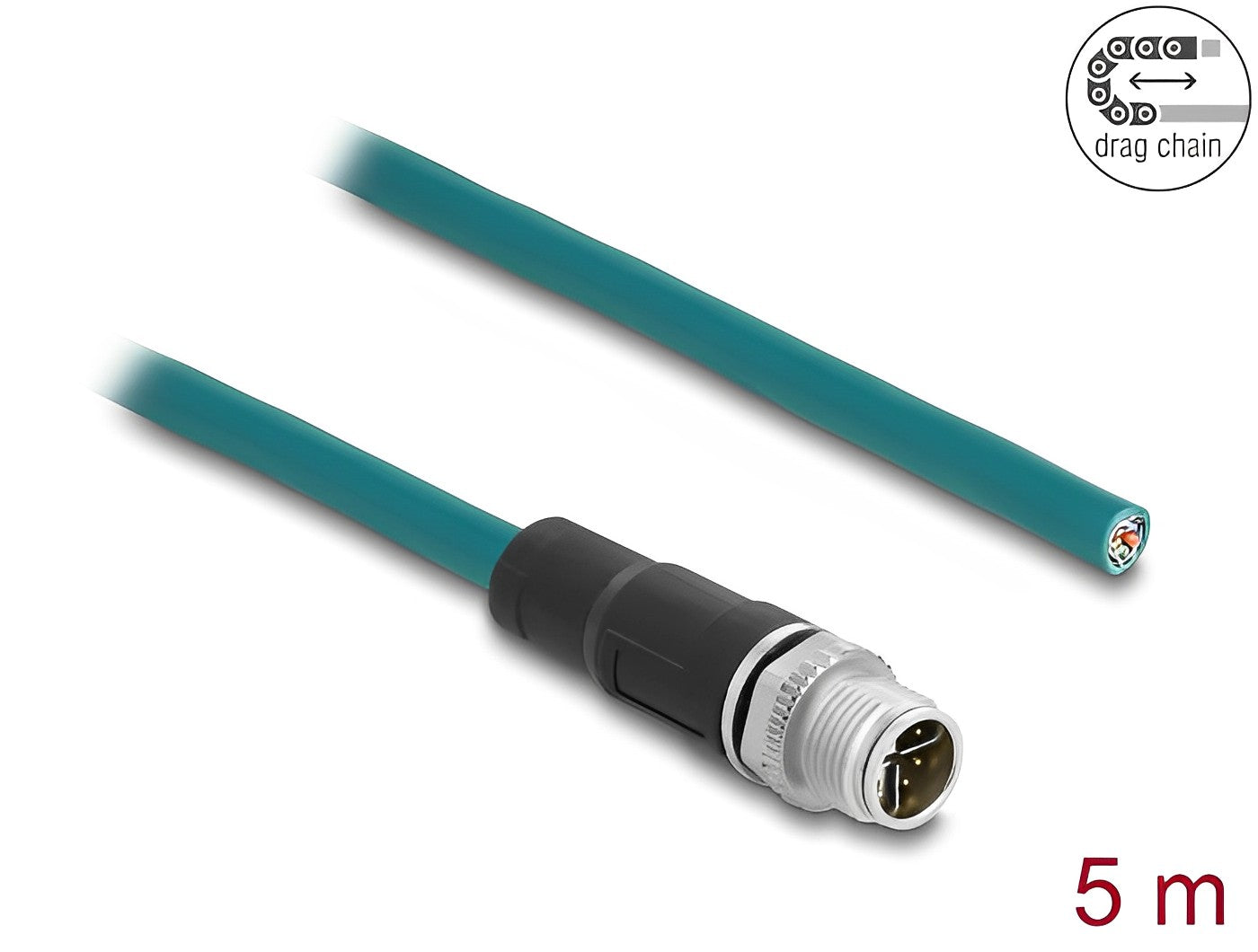 Delock Network cable M12 8 pin X-coded to open wire ends TPU 5 m-_delock.israel