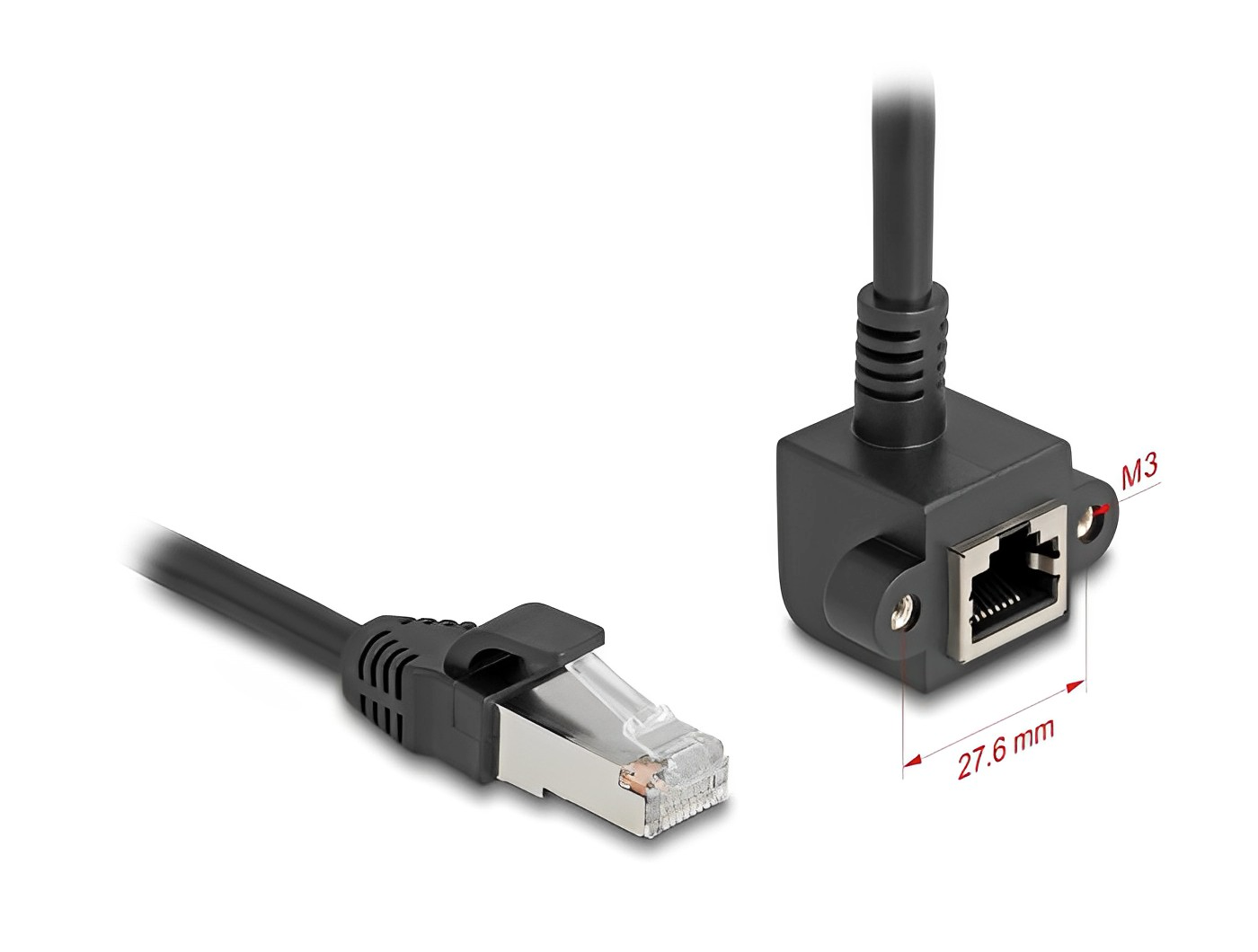 Delock Network Extension Cable RJ45 plug to RJ45 jack 90° angled Cat.6 F/UTP black - delock.israel