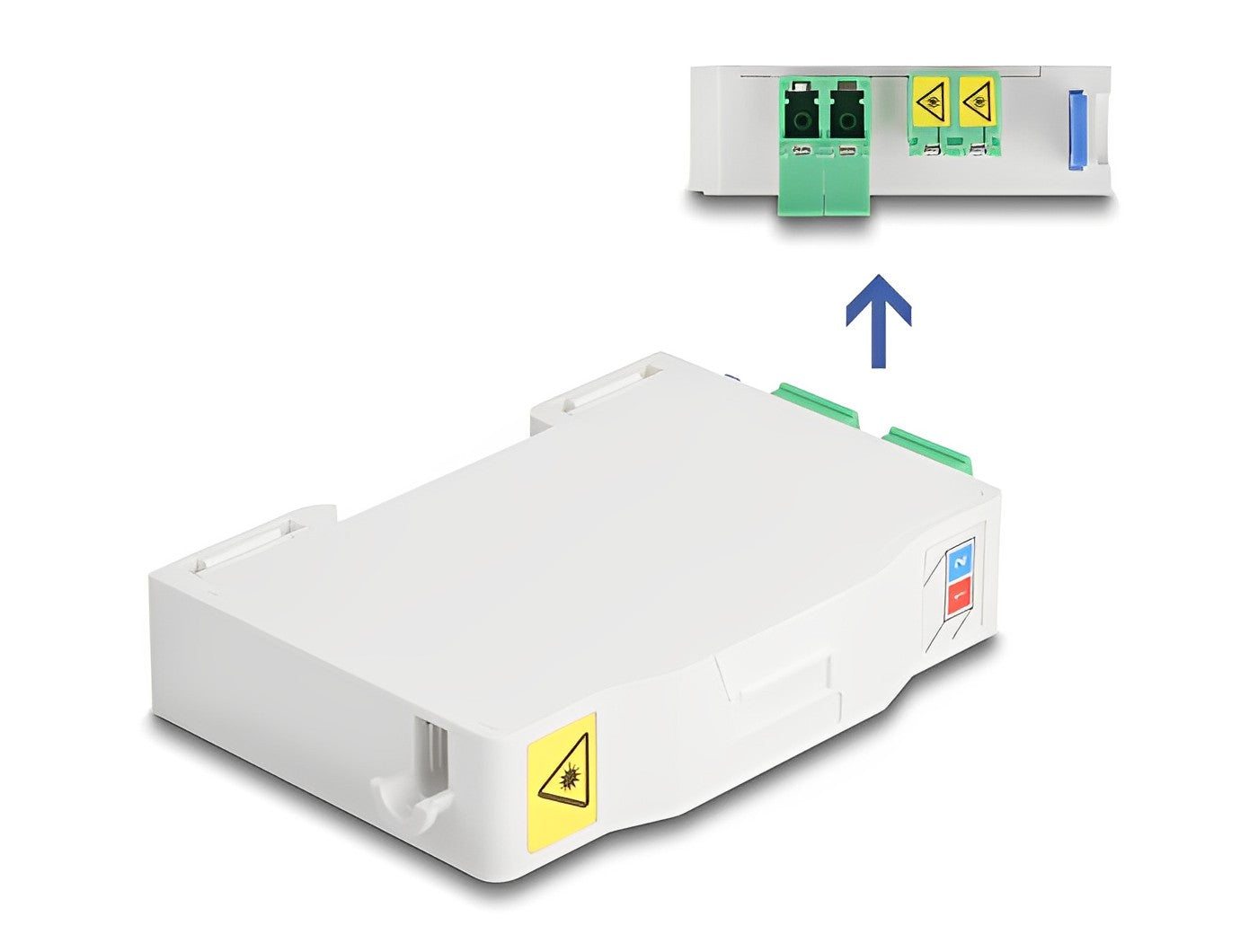 קופסא FTTH DIN Rail לחיבור 2 סיבים אופטיים LC Duplex דגם 85936 - delock.israel