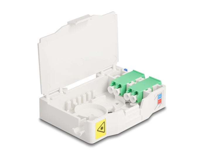 קופסא FTTH DIN Rail לחיבור 2 סיבים אופטיים LC Duplex דגם 85936 - delock.israel