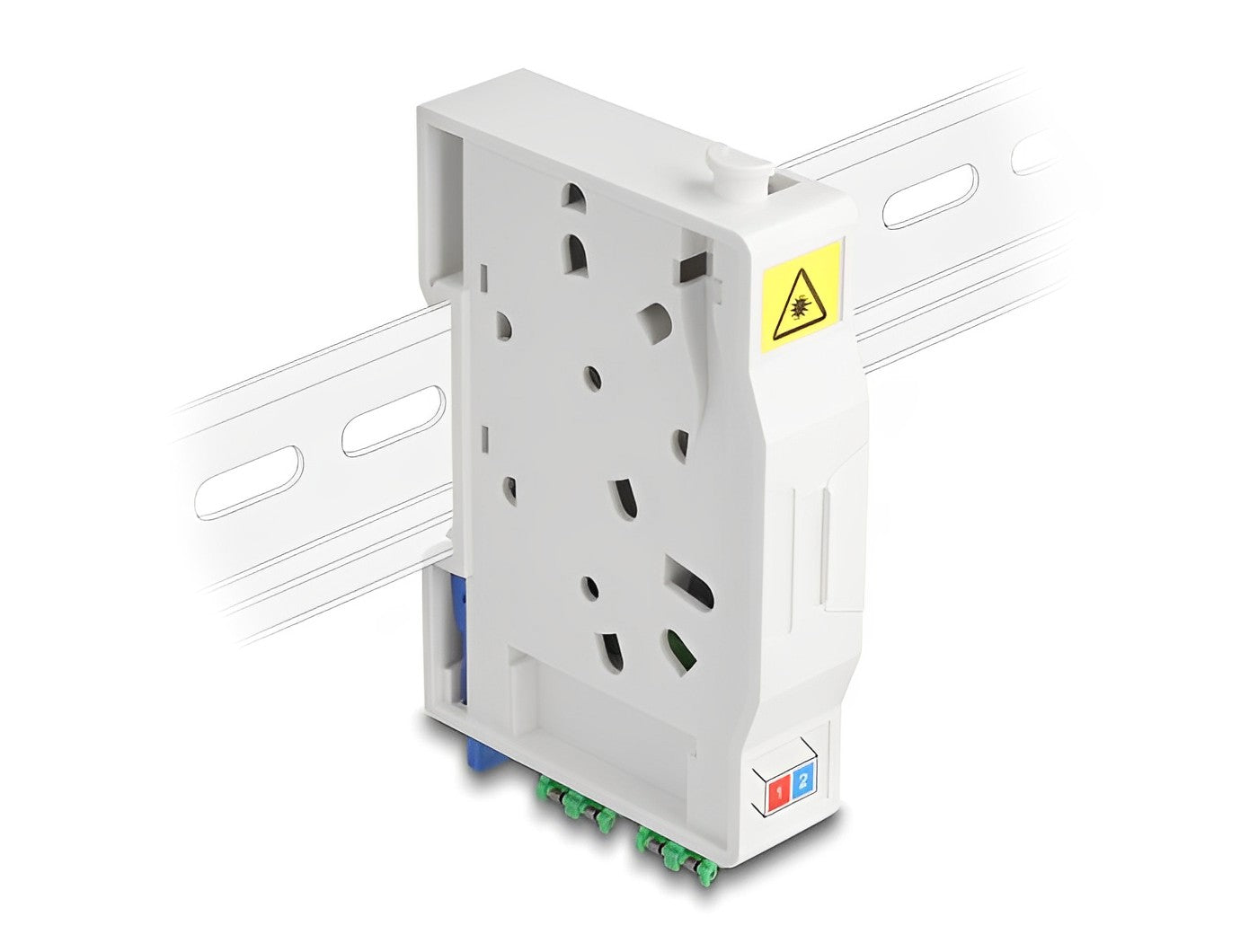 קופסא FTTH DIN Rail לחיבור 2 סיבים אופטיים LC Duplex דגם 85936 - delock.israel