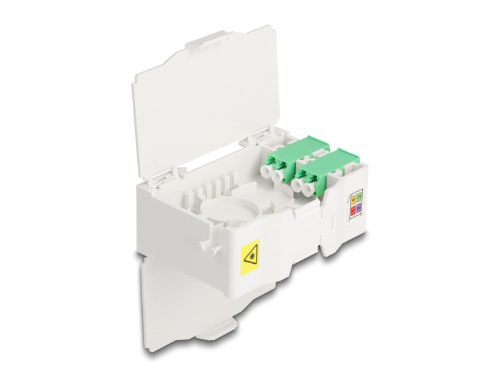 קופסא FTTH DIN Rail לחיבור 4 סיבים אופטיים LC Duplex דגם 88098 - delock.israel