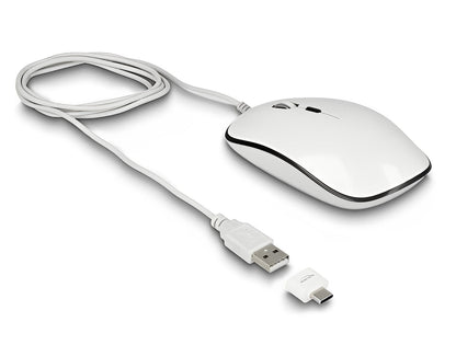 עכבר אופטי USB-C/A עם 4 לחצנים - delock.israel