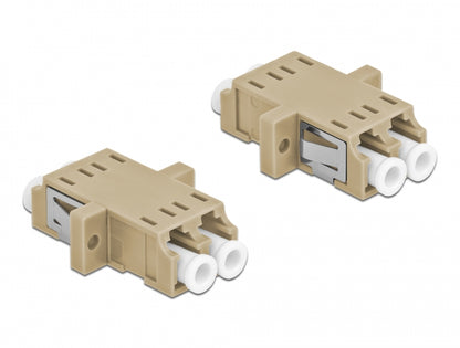 Delock Optical Fiber Coupler LC Duplex female to LC Duplex female Multi-mode 2 pieces beige - delock.israel