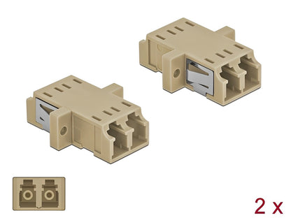 Delock Optical Fiber Coupler LC Duplex female to LC Duplex female Multi-mode 2 pieces beige - delock.israel