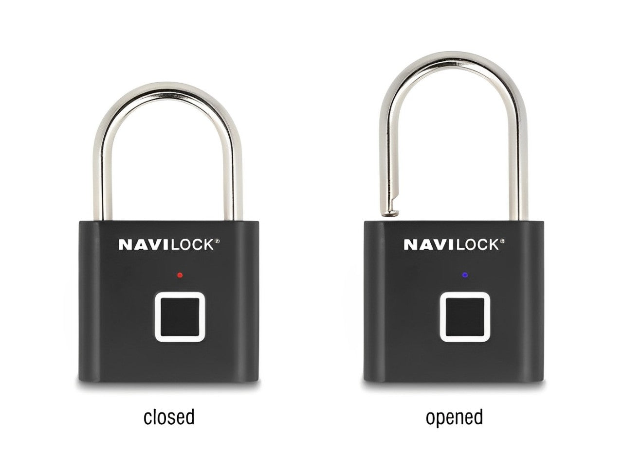 Navilock Padlock with fingerprint 75 x 45 x 13 mm black - delock.israel