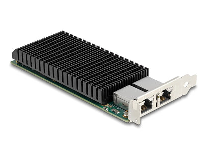 כרטיס ה-PCI Express מבית Delock גרמניה מציע שני יציאות רשת עם קצב העברת נתונים של עד 10Gbps באמצעות כבלי נחושת סטנדרטיים מסוג Cat.6 או Cat.6A - delock.israel