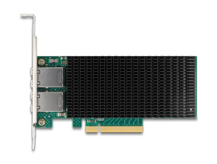 כרטיס ה-PCI Express מבית Delock גרמניה מציע שני יציאות רשת עם קצב העברת נתונים של עד 10Gbps באמצעות כבלי נחושת סטנדרטיים מסוג Cat.6 או Cat.6A - delock.israel