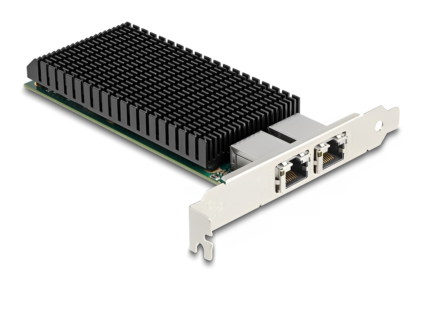 כרטיס ה-PCI Express מבית Delock גרמניה מציע שני יציאות רשת עם קצב העברת נתונים של עד 10Gbps באמצעות כבלי נחושת סטנדרטיים מסוג Cat.6 או Cat.6A - delock.israel
