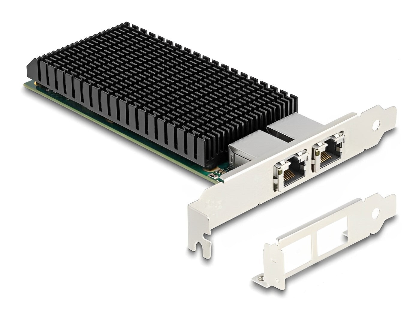 כרטיס ה-PCI Express מבית Delock גרמניה מציע שני יציאות רשת עם קצב העברת נתונים של עד 10Gbps באמצעות כבלי נחושת סטנדרטיים מסוג Cat.6 או Cat.6A - delock.israel