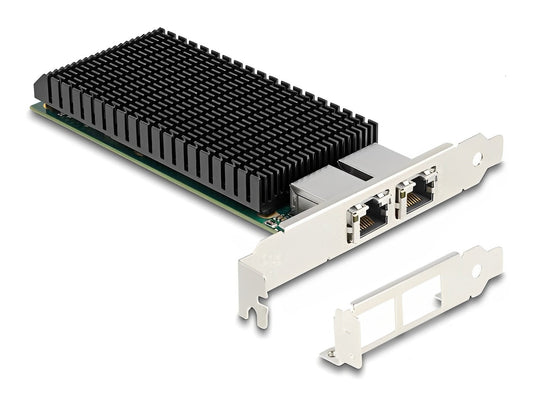 כרטיס ה-PCI Express מבית Delock גרמניה מציע שני יציאות רשת עם קצב העברת נתונים של עד 10Gbps באמצעות כבלי נחושת סטנדרטיים מסוג Cat.6 או Cat.6A - delock.israel