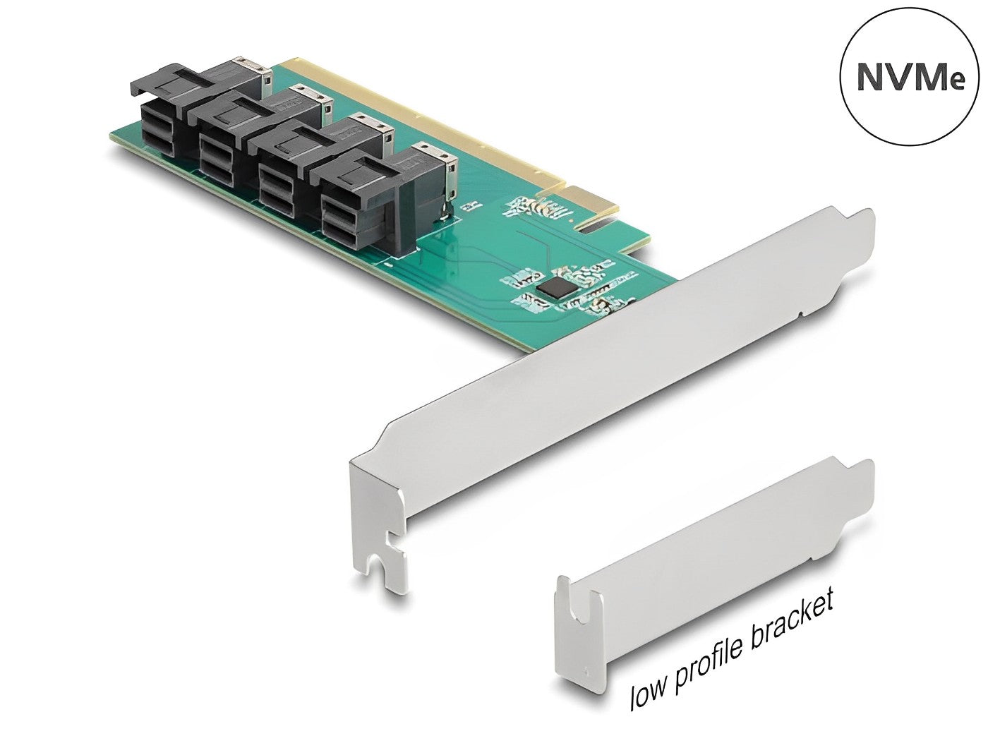 Delock PCI Express x16 Card to 4 x internal SFF-8643 NVMe - Bifurcation - Low Profile Form Factor - delock.israel