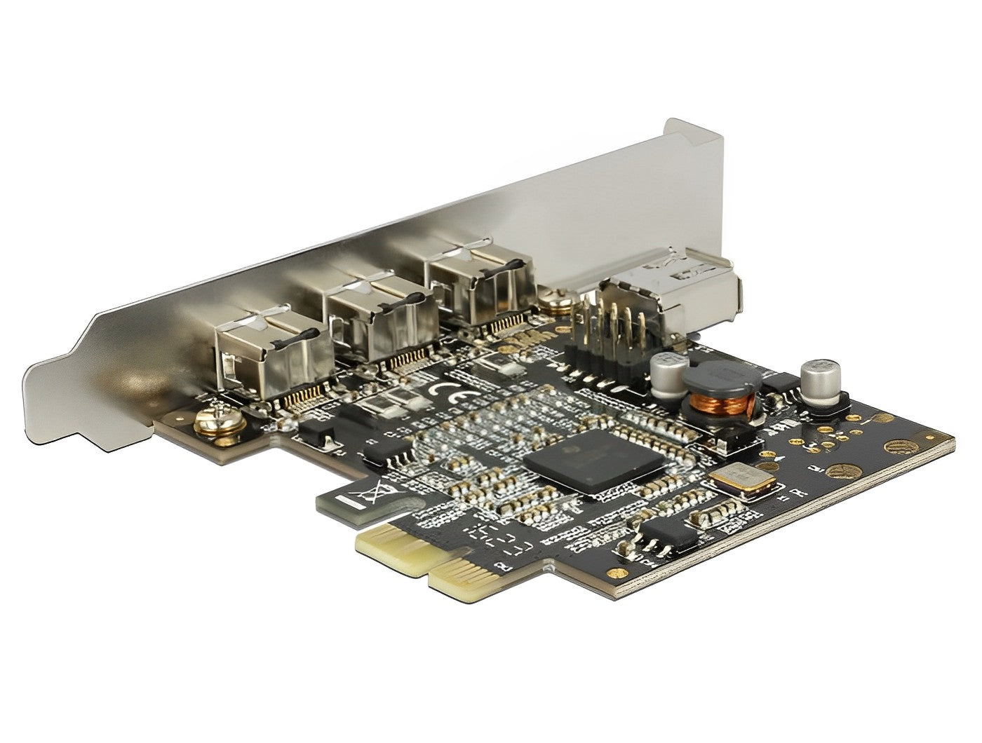 כרטיס PCIe x1 FireWire 1394B עם 3 יציאות 9 פין + יציאת 6 פין פנימית צ'יפ Texas Instruments - delock.israel
