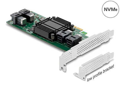 כרטיס PCIe x8 Low profile עם 4 יציאות SFF-8643 NVMe - delock.israel